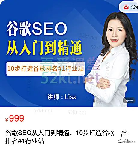 Lisa谷歌SEO从入门到精通：10步打造谷歌排名#1行业站官网价格999元电商营销1