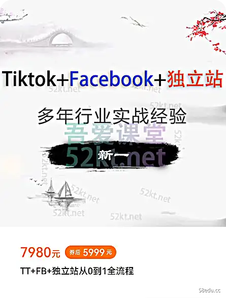 信义学院：Tktok+Fcebook+独立站从0到1全流程价值5999元电商营销1